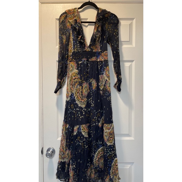 ANTHROPOLOGIE SMOCKED V
NECK MAXI DRESS Missing Tie In The Back - Picture 6 of 10